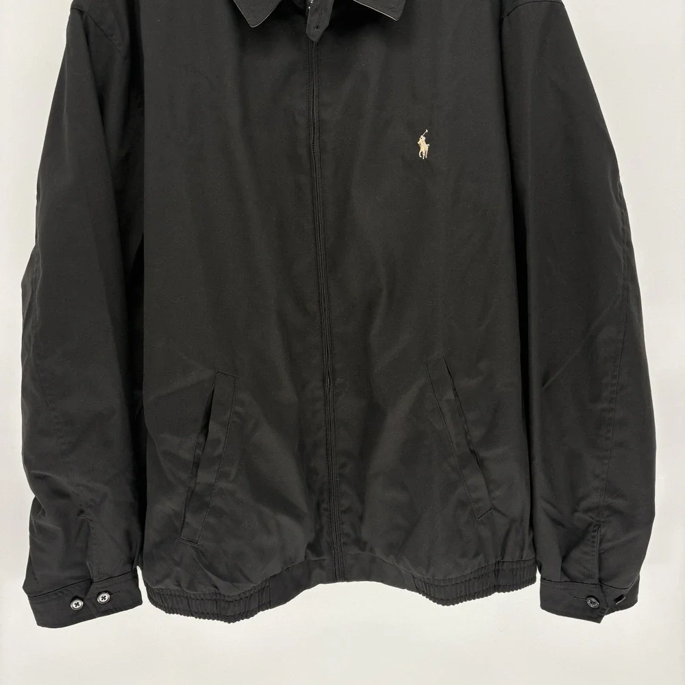 Polo Ralph Lauren Black Harrington Jacket Plaid Lined Coach Preppy Men 2XL Tall